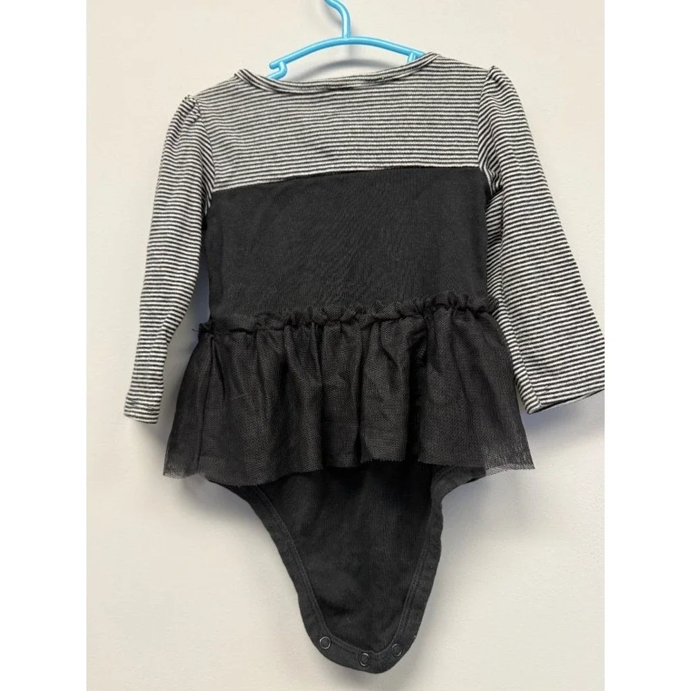 Carter's Baby Girl 18M Black Cat Tutu Bodysuit Halloween Striped Long Sleeve